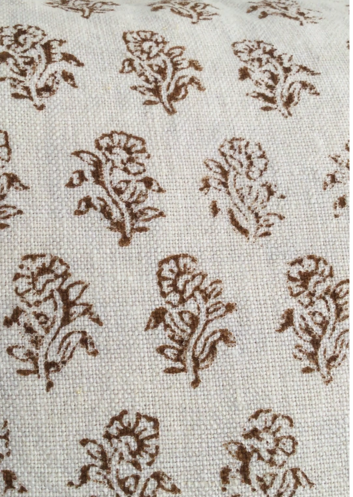 Alpana (11) Pure Linen, hand block printed cushion cover Color: Ivory