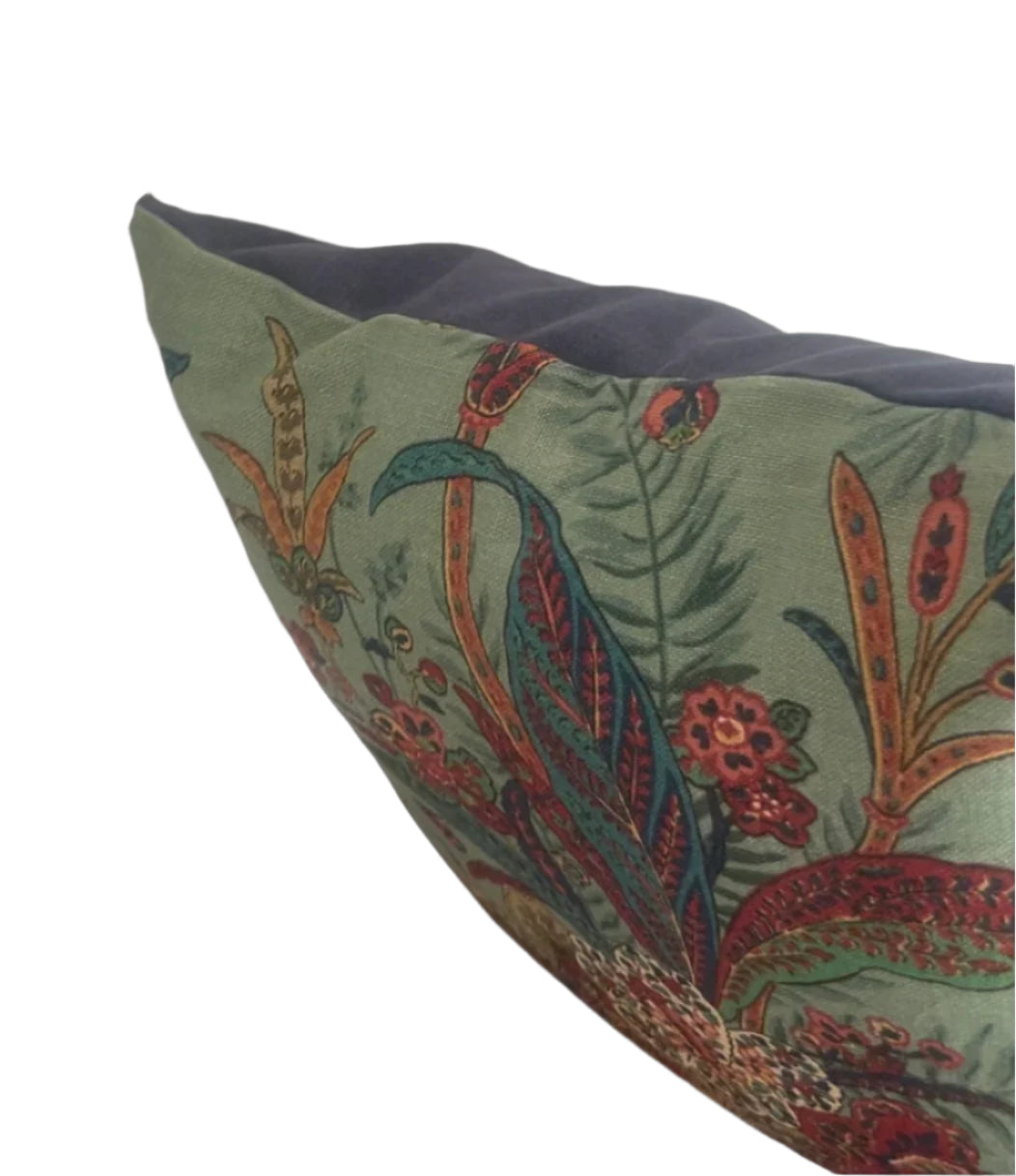 Manjari (5) Luxurious Linen Cotton blend cushion cover. Color: SAGE