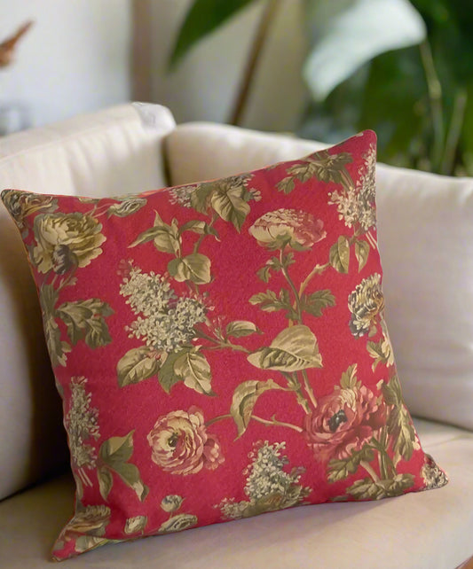 Pankhuri (1) Crimson color cushion cover made up of 100% cotton fabric
