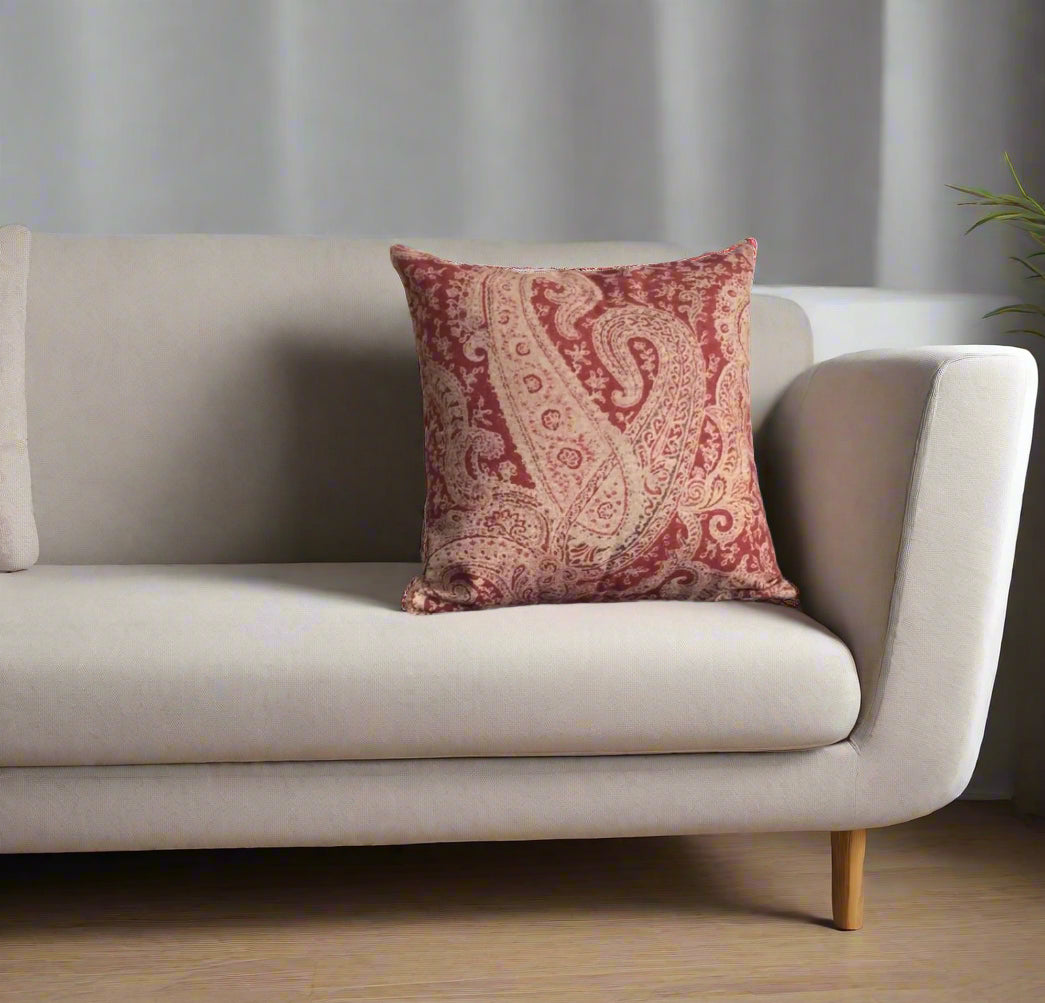 Aadi (8) Luxurious Linen Cotton blend cushion cover. Color: Madder